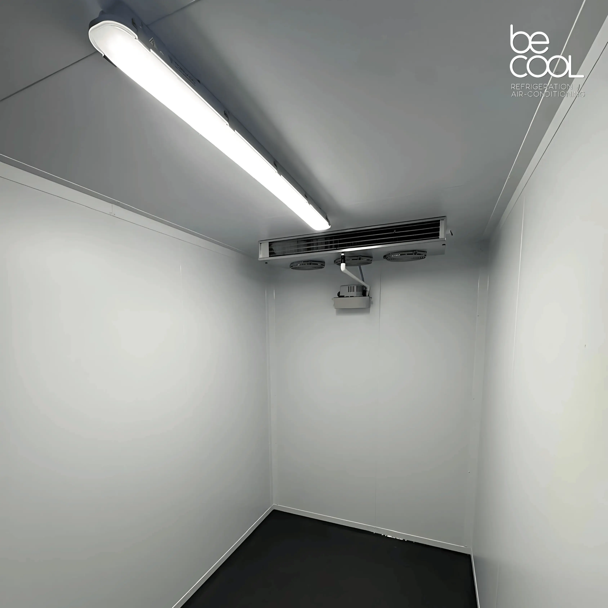Cold room inside view showcasing indoor cooling unit